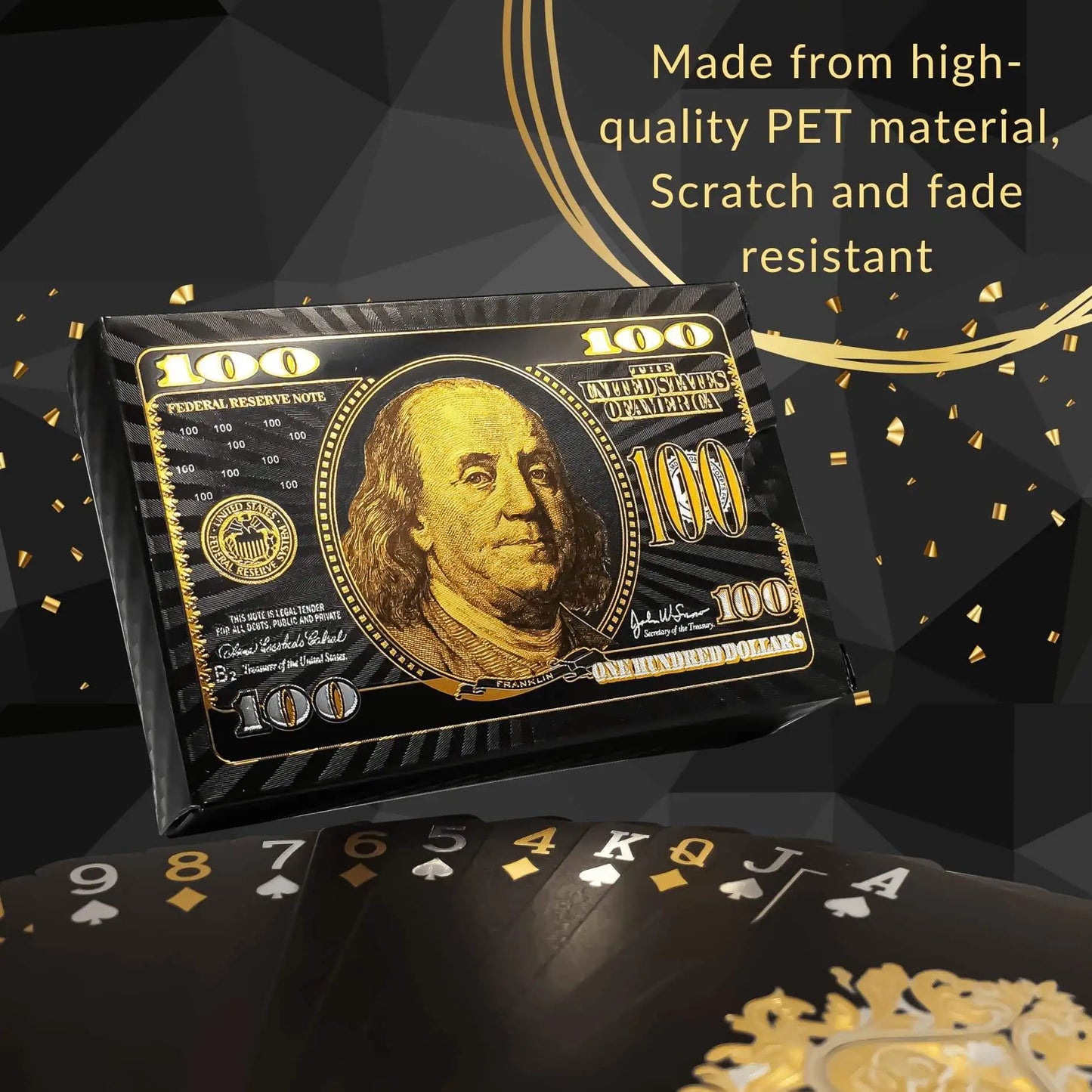 55PCS Zlatá fólie hrací karty 24K Zlatá plastová pokerová sada, voděodolná a odolná kouzelná hra karty