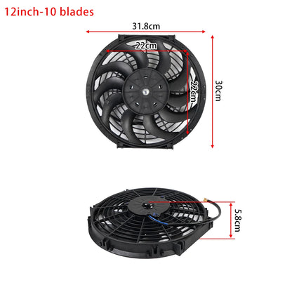 Univerzální 7/9/10/12/14/16 Inch 12V 80W Auto Radiátor Chlazení Fan Blade - elektrické klimatizace Ventilátor Kit 2100RPM
