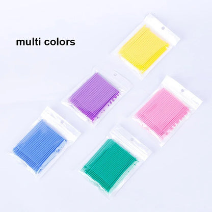 100PCS Čisticí kartáče na řasy Micro Cotton Swabs for Lash Extensions & Make-up Removal