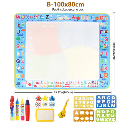 100x80CM Montessori Magic Drawing Board Reasonable Water Doodle Mat for Kids Educational Art & Pen Control Training