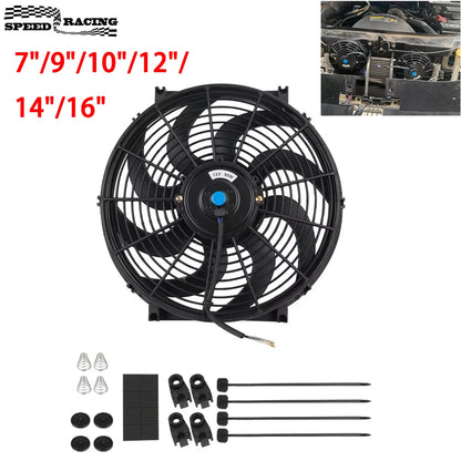 Univerzální 7/9/10/12/14/16 Inch 12V 80W Auto Radiátor Chlazení Fan Blade - elektrické klimatizace Ventilátor Kit 2100RPM
