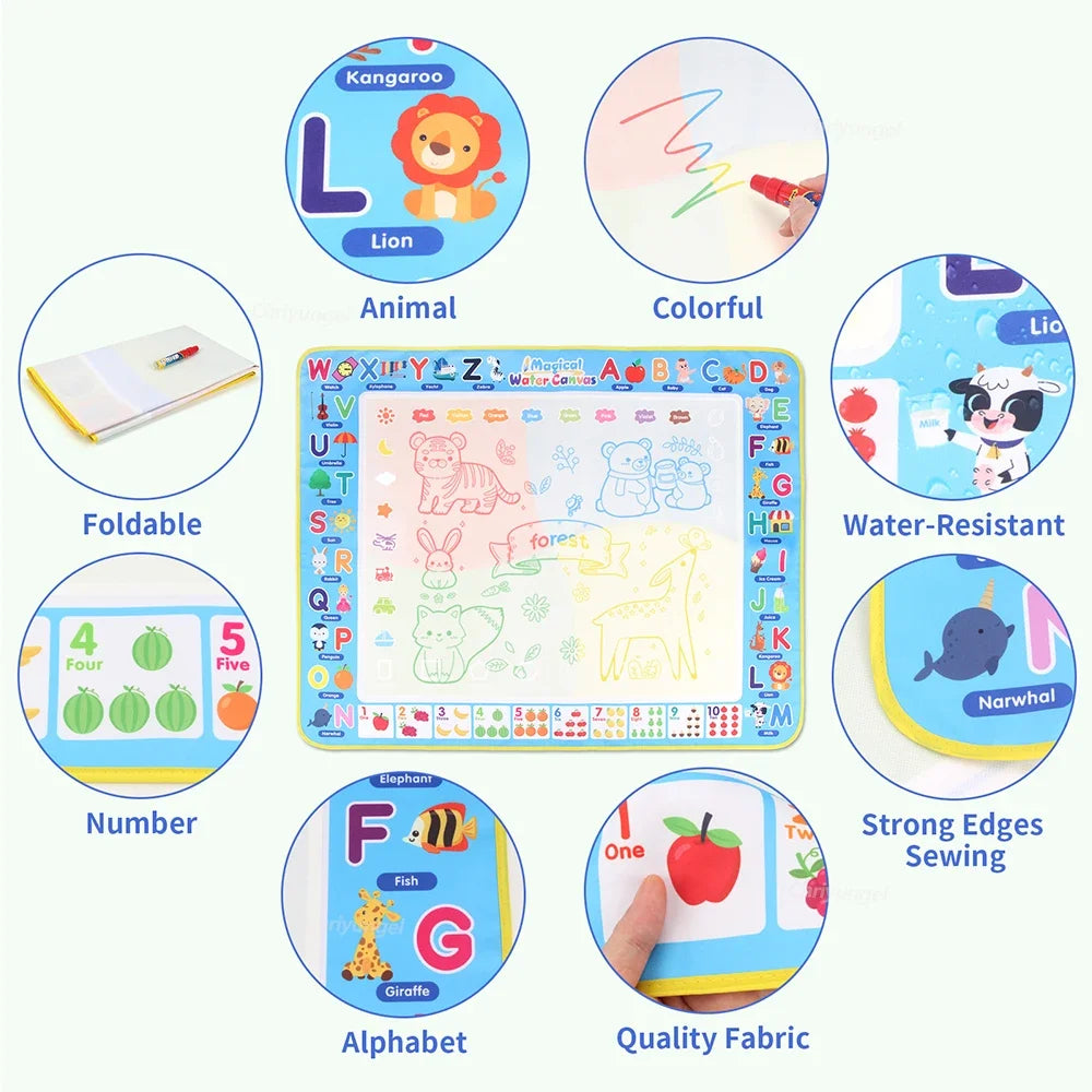 100x80CM Montessori Magic Drawing Board Reasonable Water Doodle Mat for Kids Educational Art & Pen Control Training