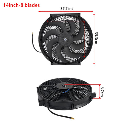 Univerzální 7/9/10/12/14/16 Inch 12V 80W Auto Radiátor Chlazení Fan Blade - elektrické klimatizace Ventilátor Kit 2100RPM