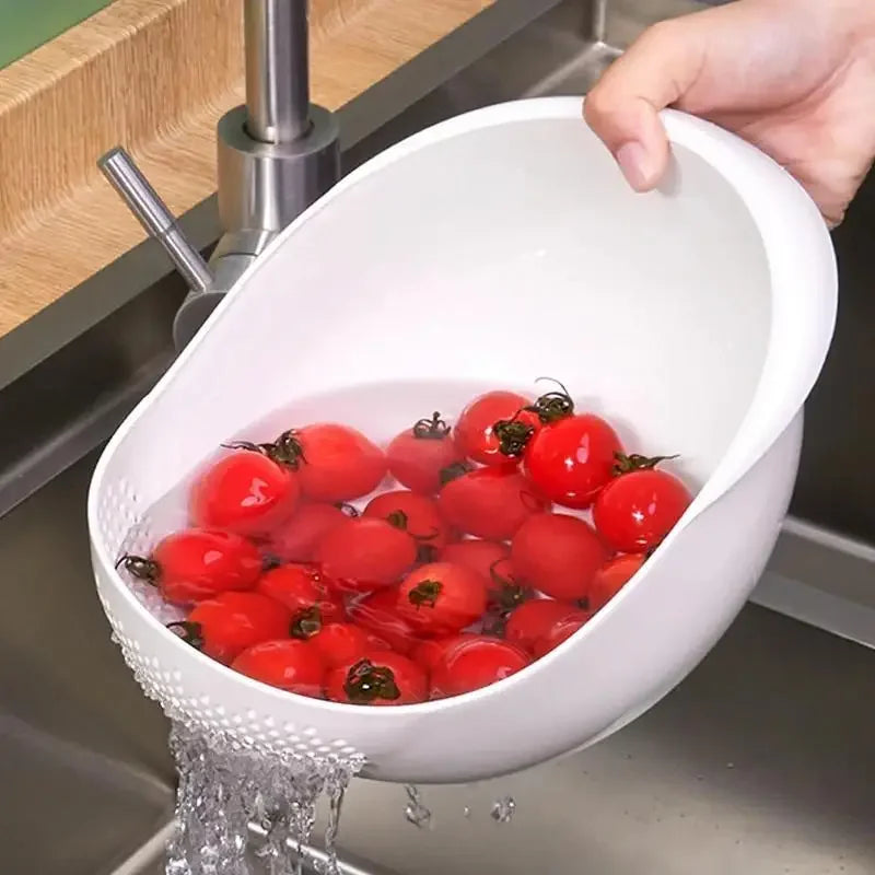 1PC Plastová rýže Sieve & Drain Košík s rukojetí Multi-Purpose Kuchyň Smyčcová mísa na mytí rýže, zeleniny a ovoce