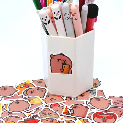 10/50/100ks Capybaras Stickers Roztomilé karikatury Obtisky pro notebook, telefon, auto, kolo a děti DIY