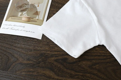 2-10Y Děti, čisté bavlněné krátké rukávy svetr tričko tričko - dětské kluci a dívky Letní topy