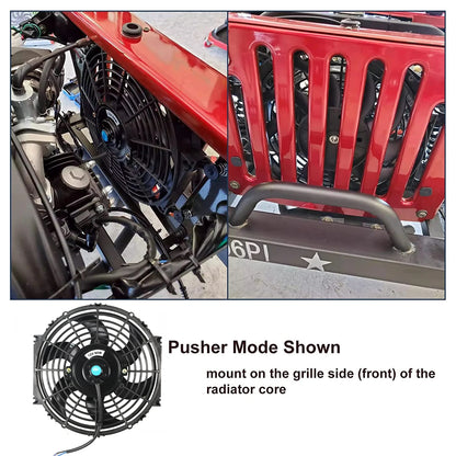 Univerzální 7/9/10/12/14/16 Inch 12V 80W Auto Radiátor Chlazení Fan Blade - elektrické klimatizace Ventilátor Kit 2100RPM