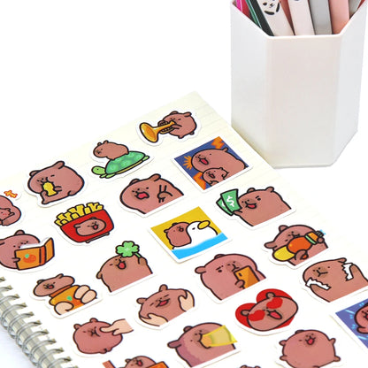 10/50/100ks Capybaras Stickers Roztomilé karikatury Obtisky pro notebook, telefon, auto, kolo a děti DIY