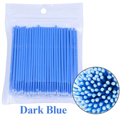100PCS Čisticí kartáče na řasy Micro Cotton Swabs for Lash Extensions & Make-up Removal