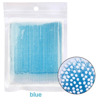 100PCS Čisticí kartáče na řasy Micro Cotton Swabs for Lash Extensions & Make-up Removal