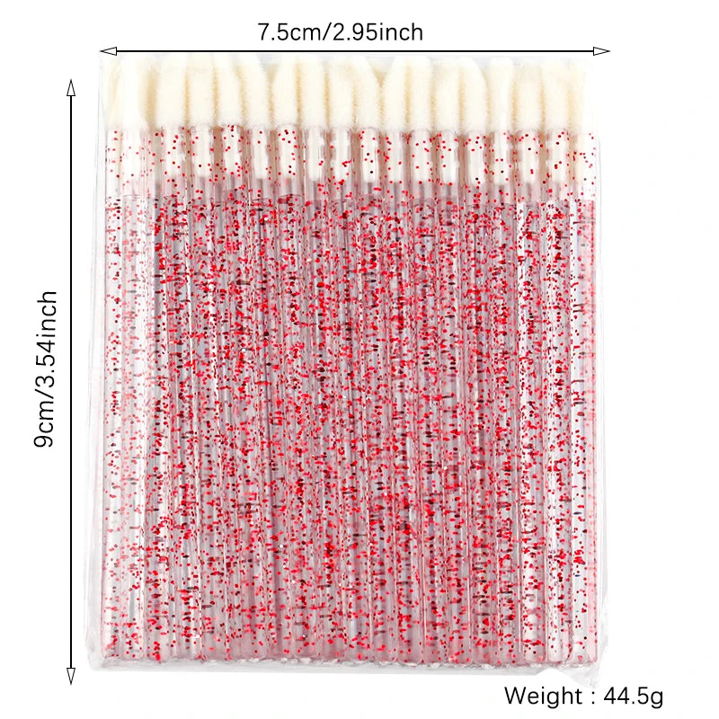 Lanjinglin 5/50 ks Jednorázové štětce štětce na rty Kartáčky na rty Aplikace na rtěnky a prodlužovací nástroj na řasy, profesionální doplňky pro krásu
