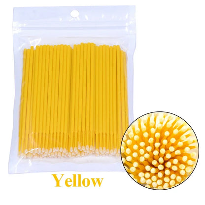 100PCS Čisticí kartáče na řasy Micro Cotton Swabs for Lash Extensions & Make-up Removal