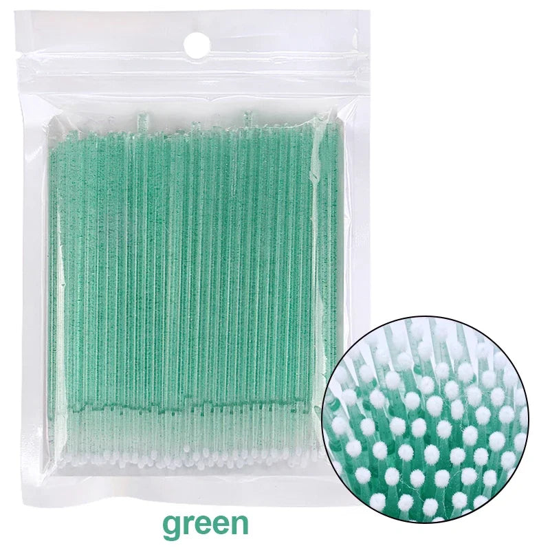 100PCS Čisticí kartáče na řasy Micro Cotton Swabs for Lash Extensions & Make-up Removal