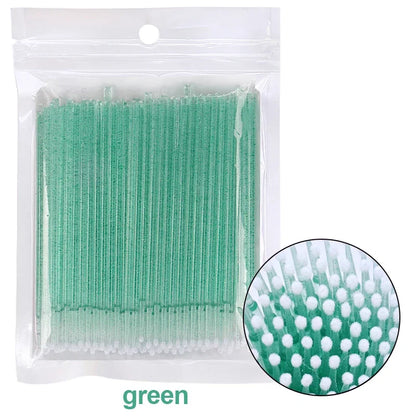 100PCS Čisticí kartáče na řasy Micro Cotton Swabs for Lash Extensions & Make-up Removal