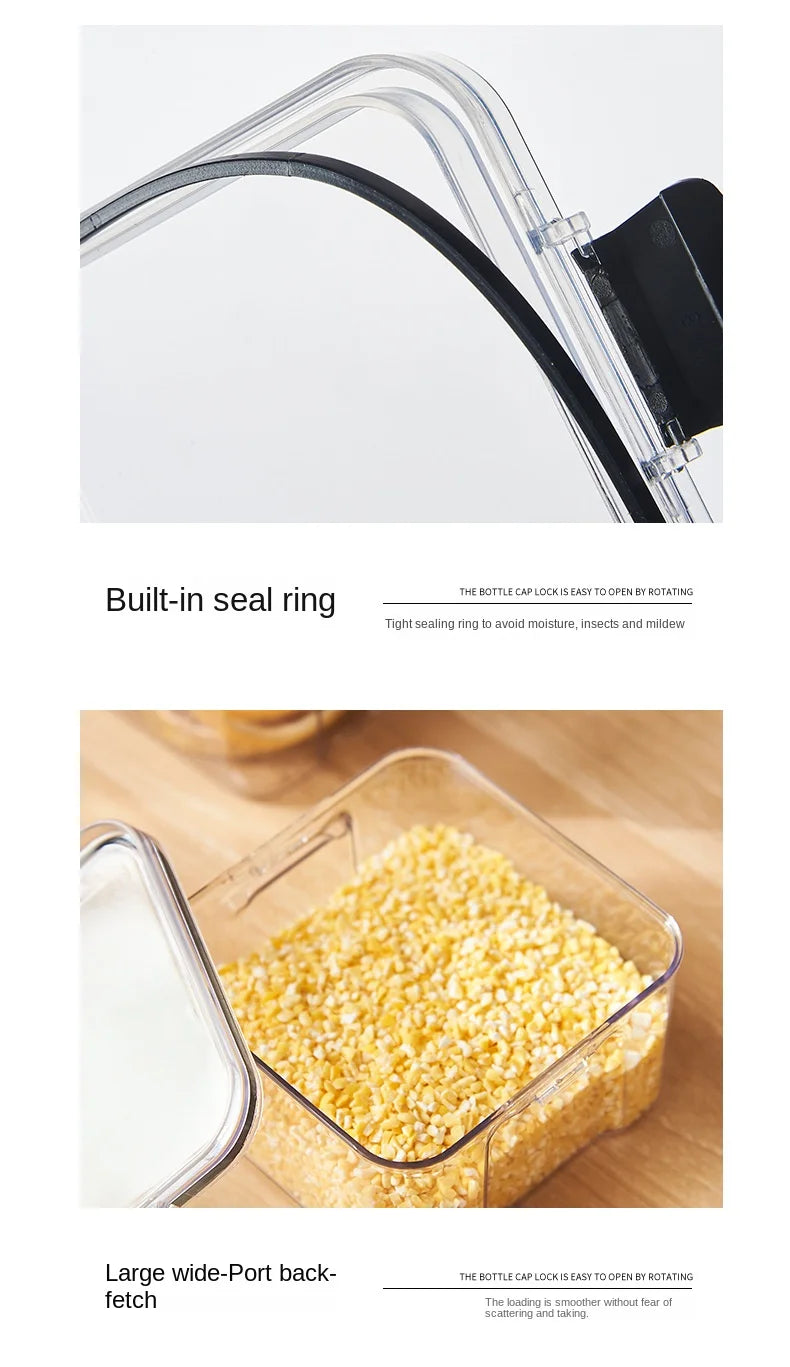 1PC Airtight Sealed Storage Jar – Plastic Grain, Pasta & Seasoning Container | Moisture-Proof Kitchen Organizer Box