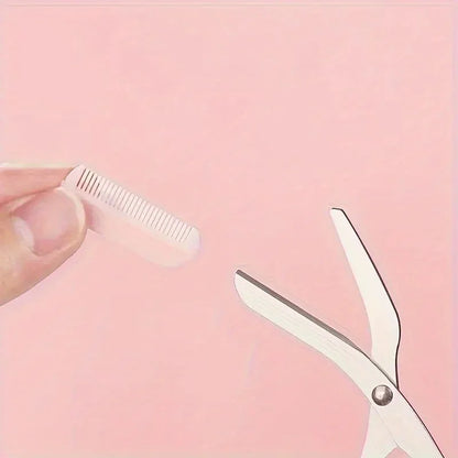 3-Piece obočí Trimmer sada butoxykarbonyl nerezové ocelové nůžky, Comb & Shaver pro řasu a začátečník make-up, přesné odstranění příslušenství