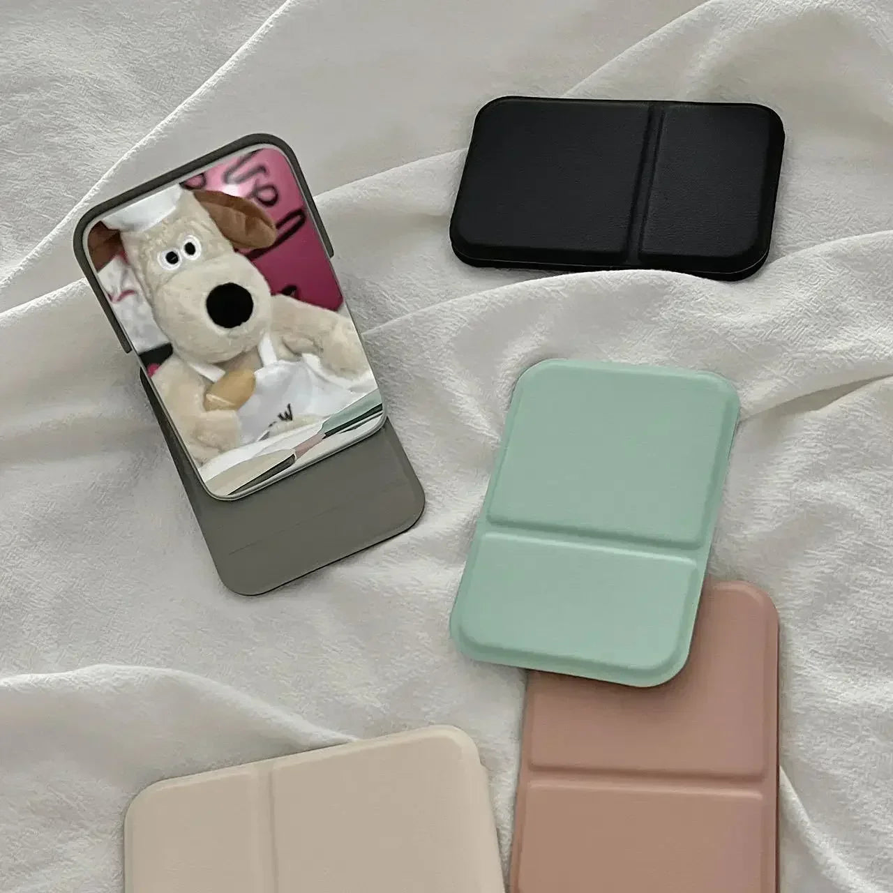 Skládací PU kůže make-up zrcadlo Elegantní kompaktní ruční zrcadlo pro cestování a denní použití