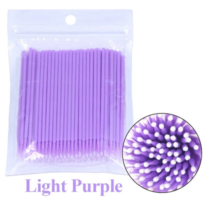 100PCS Čisticí kartáče na řasy Micro Cotton Swabs for Lash Extensions & Make-up Removal