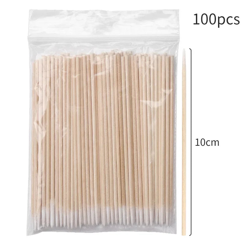 100PCS Čisticí kartáče na řasy Micro Cotton Swabs for Lash Extensions & Make-up Removal