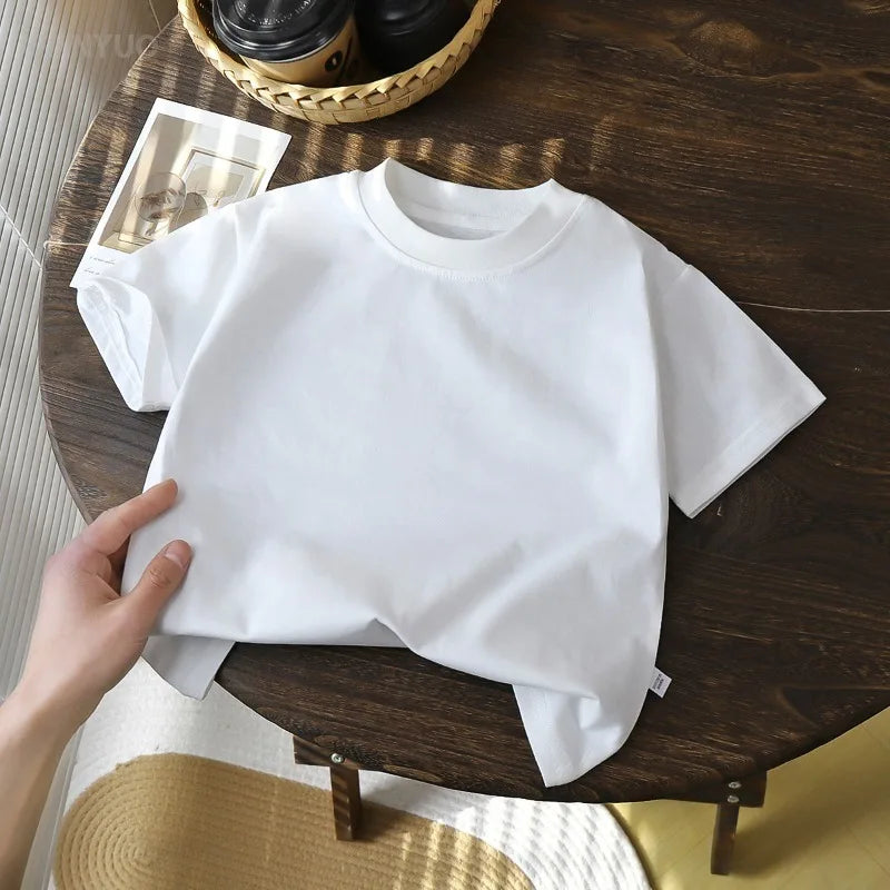 2-10Y Děti, čisté bavlněné krátké rukávy svetr tričko tričko - dětské kluci a dívky Letní topy