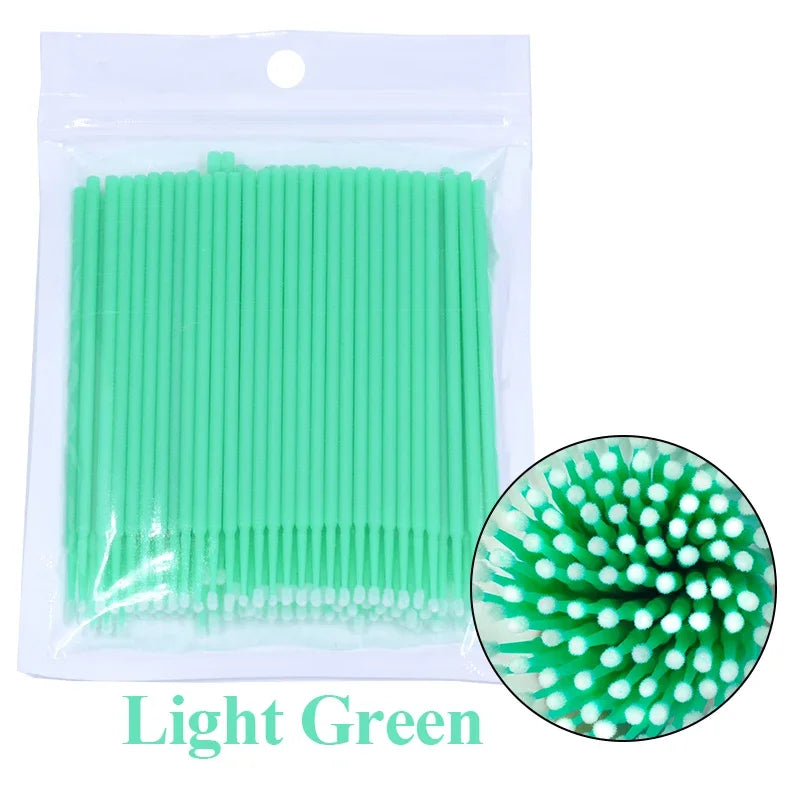 100PCS Čisticí kartáče na řasy Micro Cotton Swabs for Lash Extensions & Make-up Removal