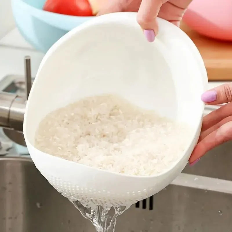 1PC Plastová rýže Sieve & Drain Košík s rukojetí Multi-Purpose Kuchyň Smyčcová mísa na mytí rýže, zeleniny a ovoce