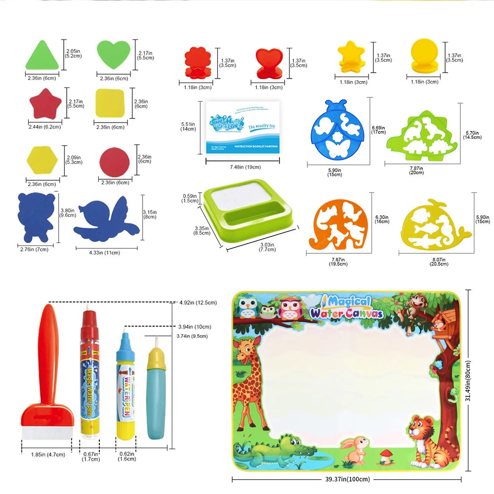 100x80CM Magic Water Drawing Mat Reasonable Doodle Board Montessori Educational Toy for Kids