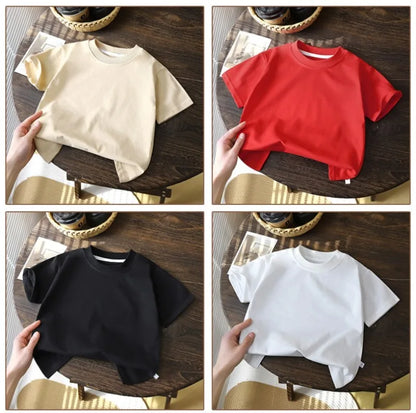 2-10Y Děti, čisté bavlněné krátké rukávy svetr tričko tričko - dětské kluci a dívky Letní topy