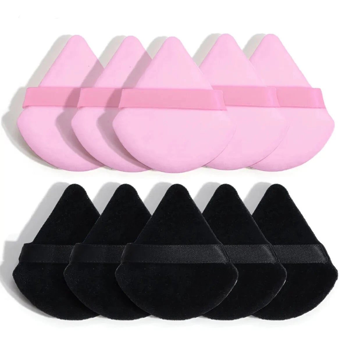 10-Piece Triangle Powder Powder Puff Set - vlhké a suché kosmetické houbičky pro volný prášek & Nadace