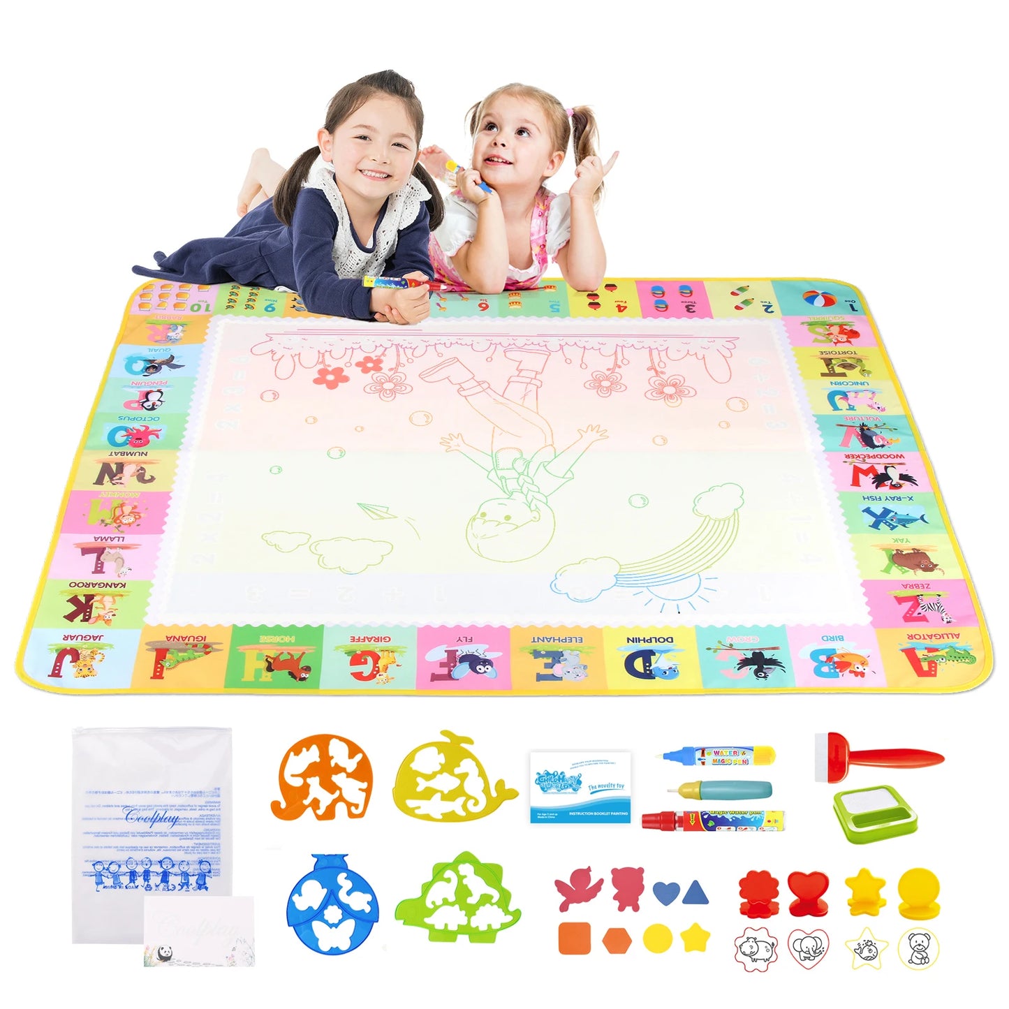 100x80CM Magic Water Drawing Mat Reasonable Doodle Board Montessori Educational Toy for Kids