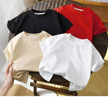 2-10Y Děti, čisté bavlněné krátké rukávy svetr tričko tričko - dětské kluci a dívky Letní topy