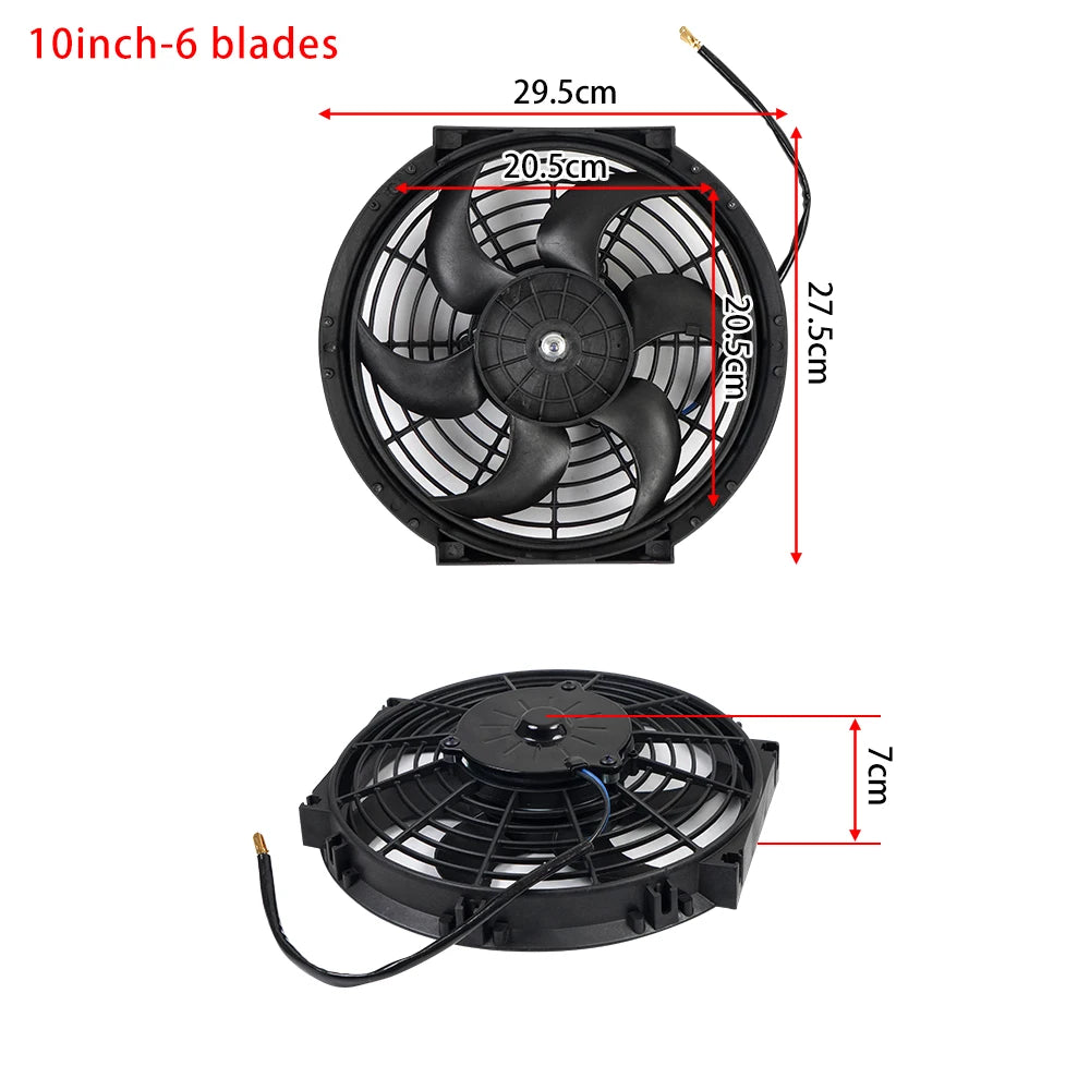 Univerzální 7/9/10/12/14/16 Inch 12V 80W Auto Radiátor Chlazení Fan Blade - elektrické klimatizace Ventilátor Kit 2100RPM