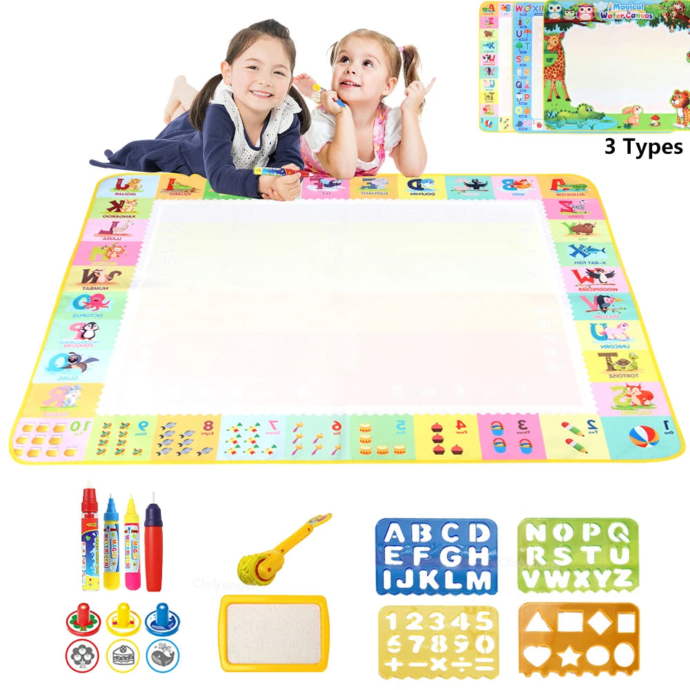 100x80CM Montessori Magic Drawing Board Reasonable Water Doodle Mat for Kids Educational Art & Pen Control Training