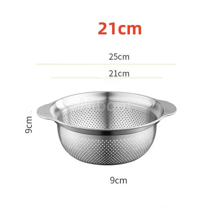 304 Stainless Steel Vegetable Washing Basin & Strainer – Multi-Purpose Rice Washer, Fruit Filter, Kitchen Drain Basket
