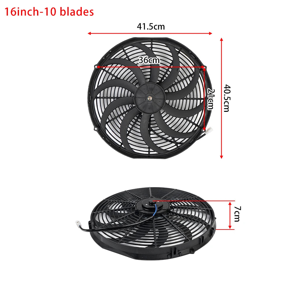 Univerzální 7/9/10/12/14/16 Inch 12V 80W Auto Radiátor Chlazení Fan Blade - elektrické klimatizace Ventilátor Kit 2100RPM