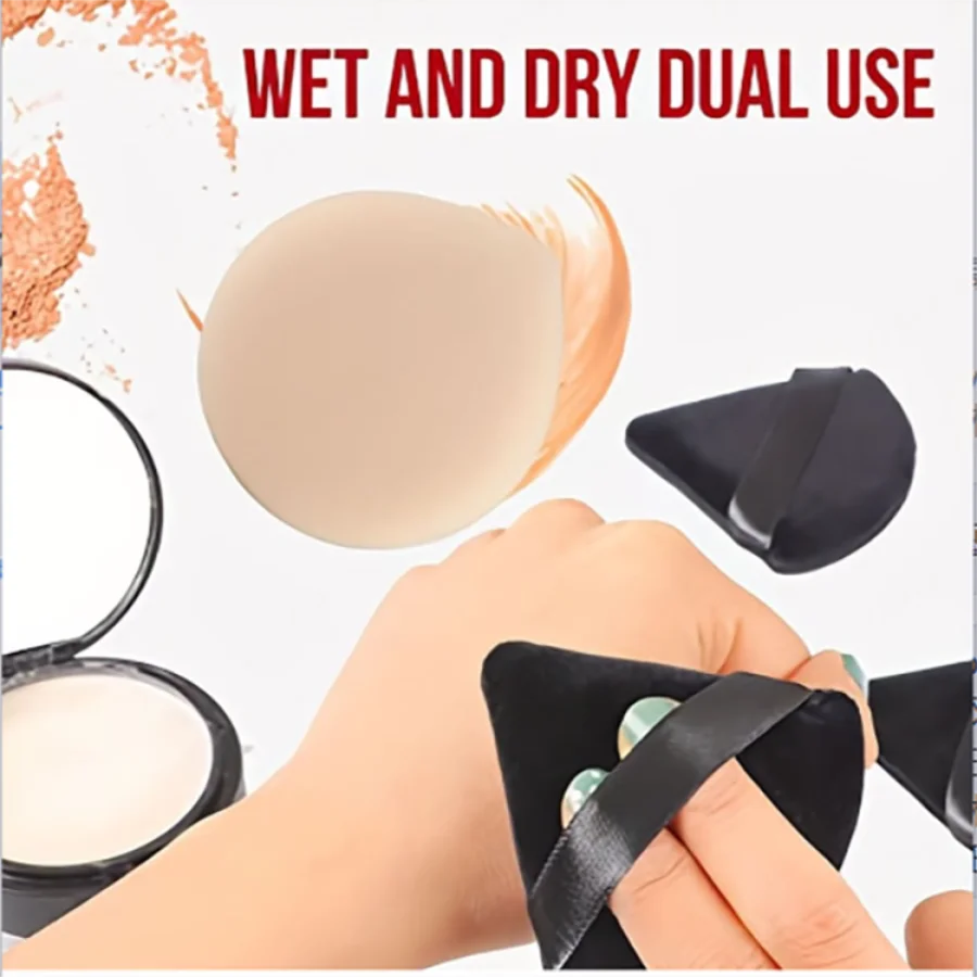10-Piece Triangle Powder Powder Puff Set - vlhké a suché kosmetické houbičky pro volný prášek & Nadace