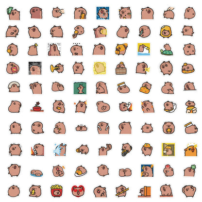 10/50/100ks Capybaras Stickers Roztomilé karikatury Obtisky pro notebook, telefon, auto, kolo a děti DIY