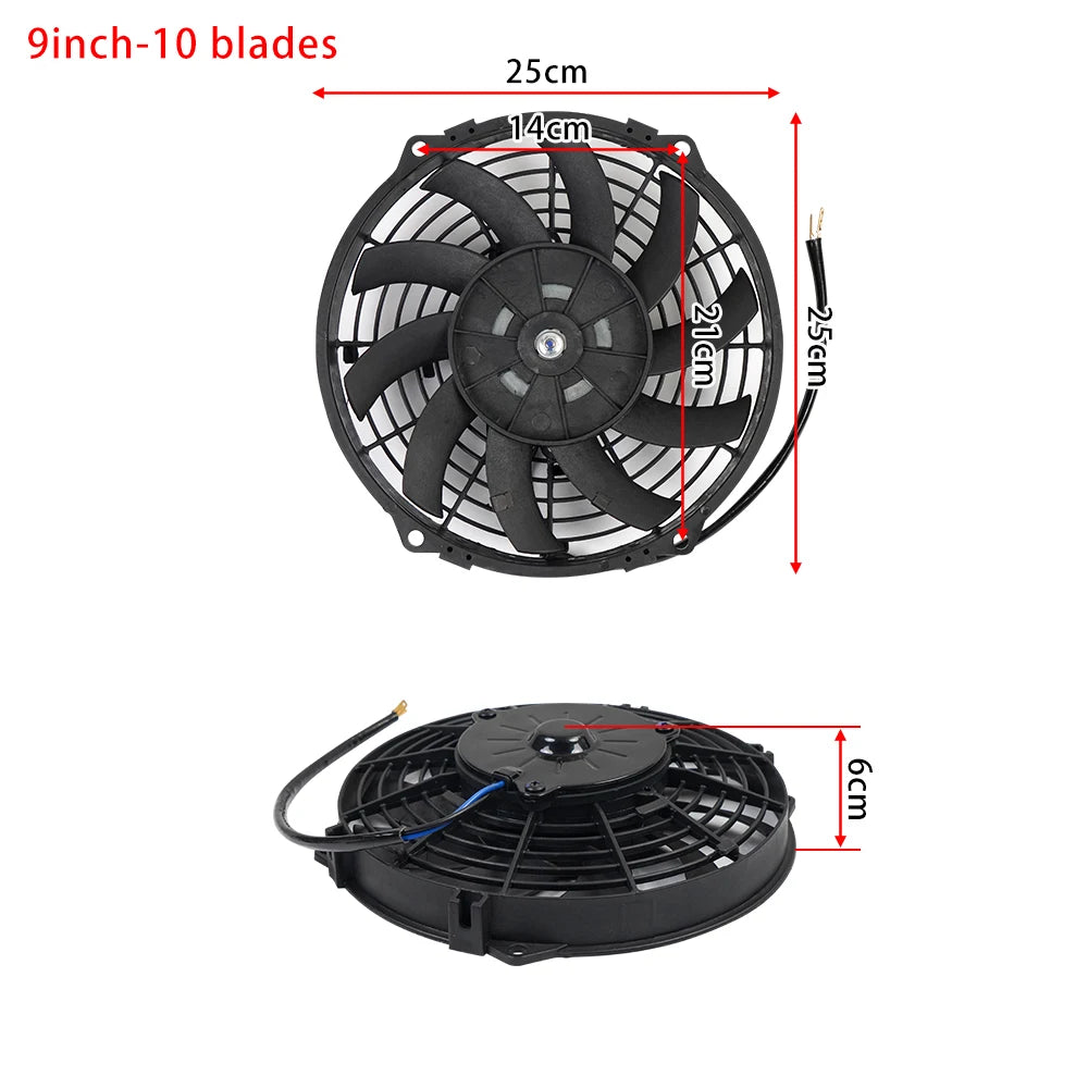 Univerzální 7/9/10/12/14/16 Inch 12V 80W Auto Radiátor Chlazení Fan Blade - elektrické klimatizace Ventilátor Kit 2100RPM