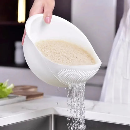 1PC Plastová rýže Sieve & Drain Košík s rukojetí Multi-Purpose Kuchyň Smyčcová mísa na mytí rýže, zeleniny a ovoce