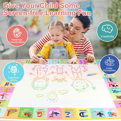 100x80CM Magic Water Drawing Mat Reasonable Doodle Board Montessori Educational Toy for Kids