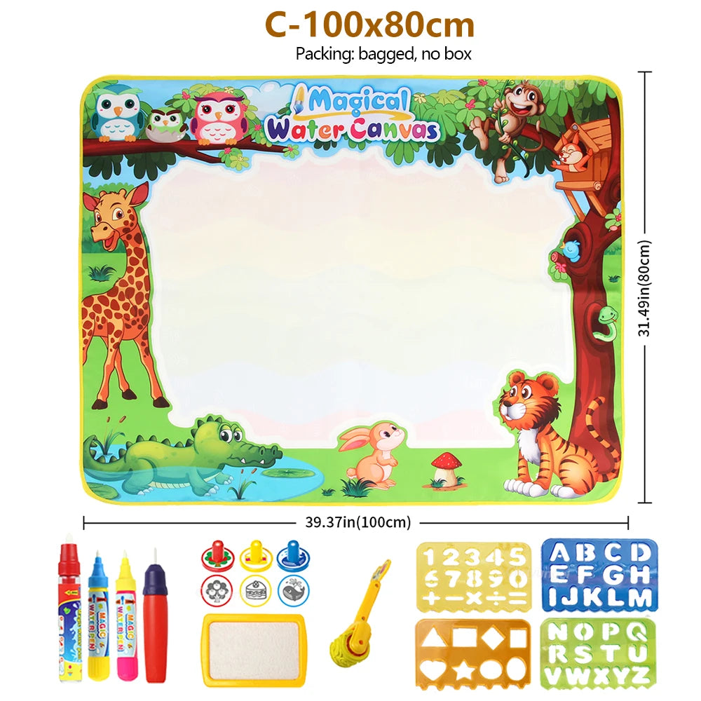 100x80CM Montessori Magic Drawing Board Reasonable Water Doodle Mat for Kids Educational Art & Pen Control Training