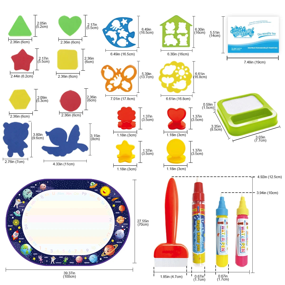 100x80CM Magic Water Drawing Mat Reasonable Doodle Board Montessori Educational Toy for Kids