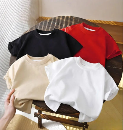 2-10Y Děti, čisté bavlněné krátké rukávy svetr tričko tričko - dětské kluci a dívky Letní topy