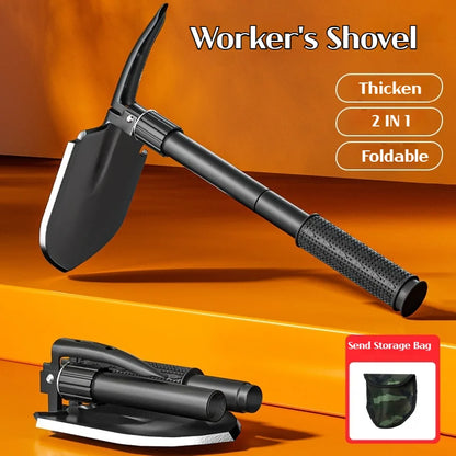 1PC Outdoor Foldable Camping Shovel – Multifunctional Hiking Entrenching Tool, Portable Garden & Survival Shovel