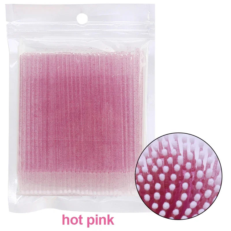 100PCS Čisticí kartáče na řasy Micro Cotton Swabs for Lash Extensions & Make-up Removal